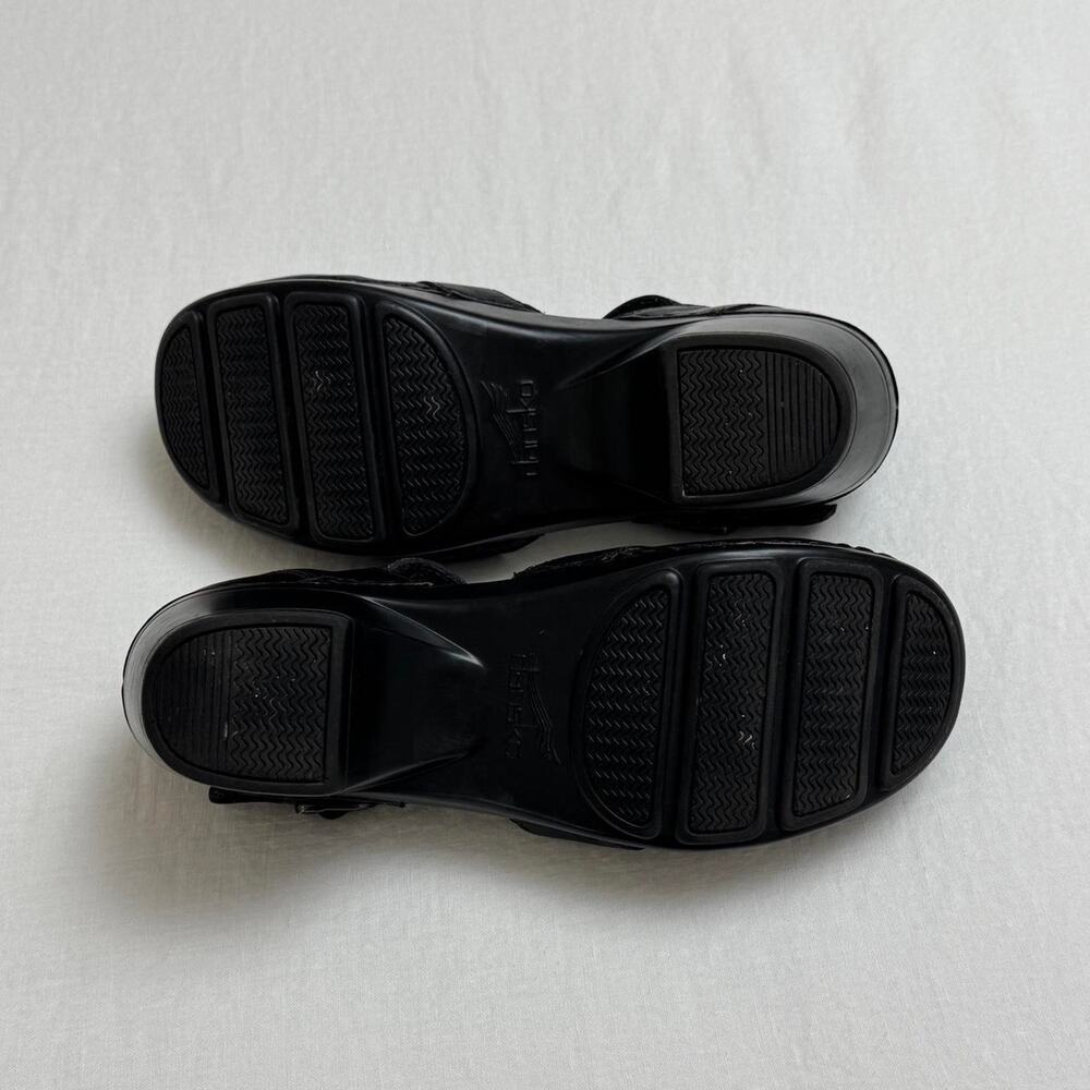 Dansko Black Leather Mary Jane Clog with Ankle Strap - Picture 7 of 8